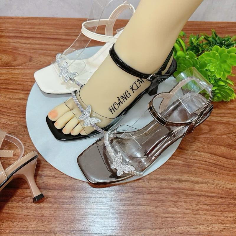  ÂB229 - Giày Cao Gót quai trong Phối soàn và phối nơ   GÓT MẢNH   cao 5 phân 7 phân - ÂB229 