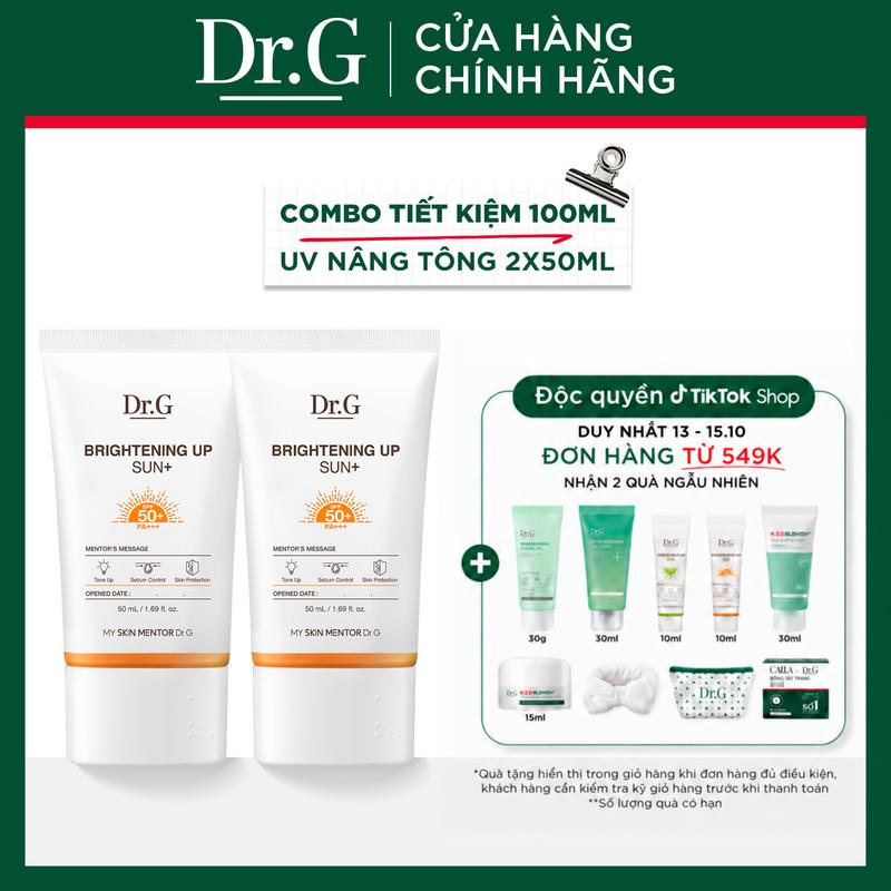 Combo Kem chống nắng nâng tông Dr.G Brightening Up Sun+ 2x50ml