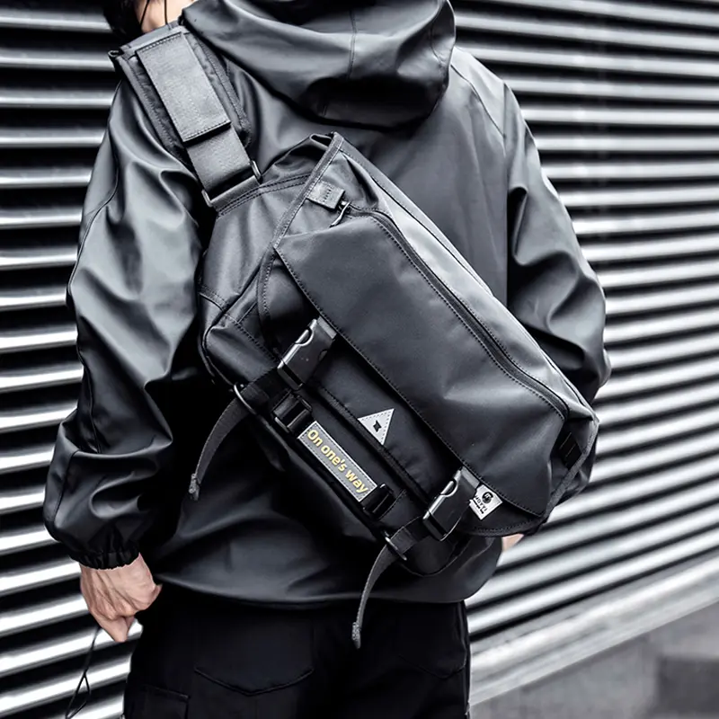 Men Motorcycle Cycling Messenger Bags Waterproof Big Crossbody Shoulder Bag Personalized Hip Hop Street Travel Cross Bag Male