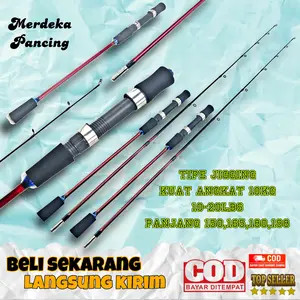 Wandira Pancing Joran Pancing Jigging Benjiro Arwana Fiber Solid Kaku Line 10-20lbs 150-198cm Mancing Bawal Senar Double Hook Tegak - Ikan