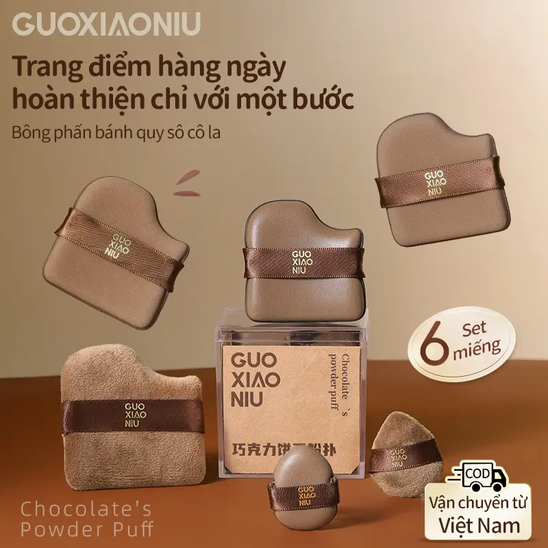 【Giao Hàng Từ Việt Nam】 GUOXIAONIU Bông Phấn Bánh Quy Socola Dùng Cho Kem Nền Hỗ Trợ Định Hình Che Khuyết Điểm Dụng Cụ Trang Điểm Khô Và Ướt