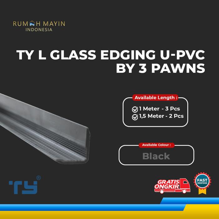 Gambar TY L Glass Edging U-PVC by 3 Pawns Black - Pipa Aquarium - 1 Meter 3pcs dari Rumah Mayin Kota Administrasi Jakarta Barat Tokopedia