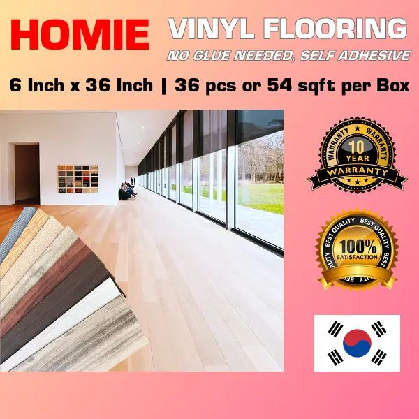 [BOX] DIY HOMIE VINYL FLOORING SELF ADHESIVE (WITH GLUE) 36keping 54sqft WOODEN/WATERPROOF/MURAH