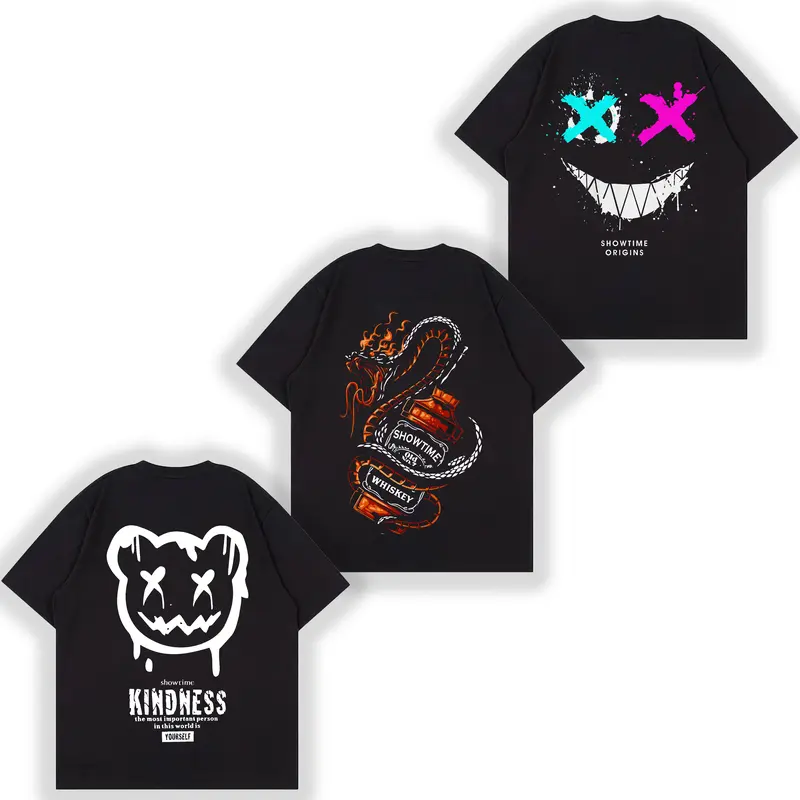 PROMO PAKET 3PCS 100K Kaos Tshirt Pria Terbaru  Lengan Pendek Motif Sablon Bergambar Keren Baju Distro Combed Tebal Panjang Nyaman High Kain Unik Cowok Hitam Katun 1