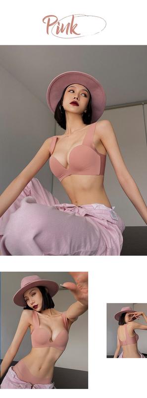 Product Introduction of Internet Celebrity Designer Hot Seamless Underwear Breast Holding Adjustable Bra Set Wireless Small Chest Push up and Anti-Sagging Sexy Bra Female Summer 28