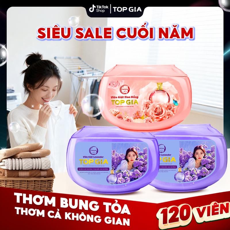 ĐA KHO Combo 120 Viên Giặt Top Gia Hương Lavender - Dạng hộp tiện lợi hương thơm hoa hồng lavender dịu nhẹ 72h lưu hương dịu nhẹ an toàn cho da làm sạch tốt làm bền màu quần áo 400g 10gx40 Viên - Làm Sạch NTH dhm