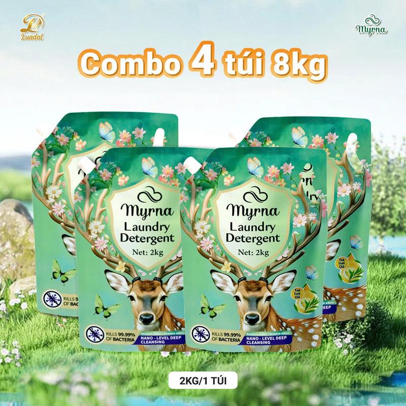 [MUA 2 TẶNG 2] Nước giặt xanh Myrna sinh học APG,khử mùi hôi hiệu quả,an toàn cho da hương thơm thanh khiết sang trọng-8kg