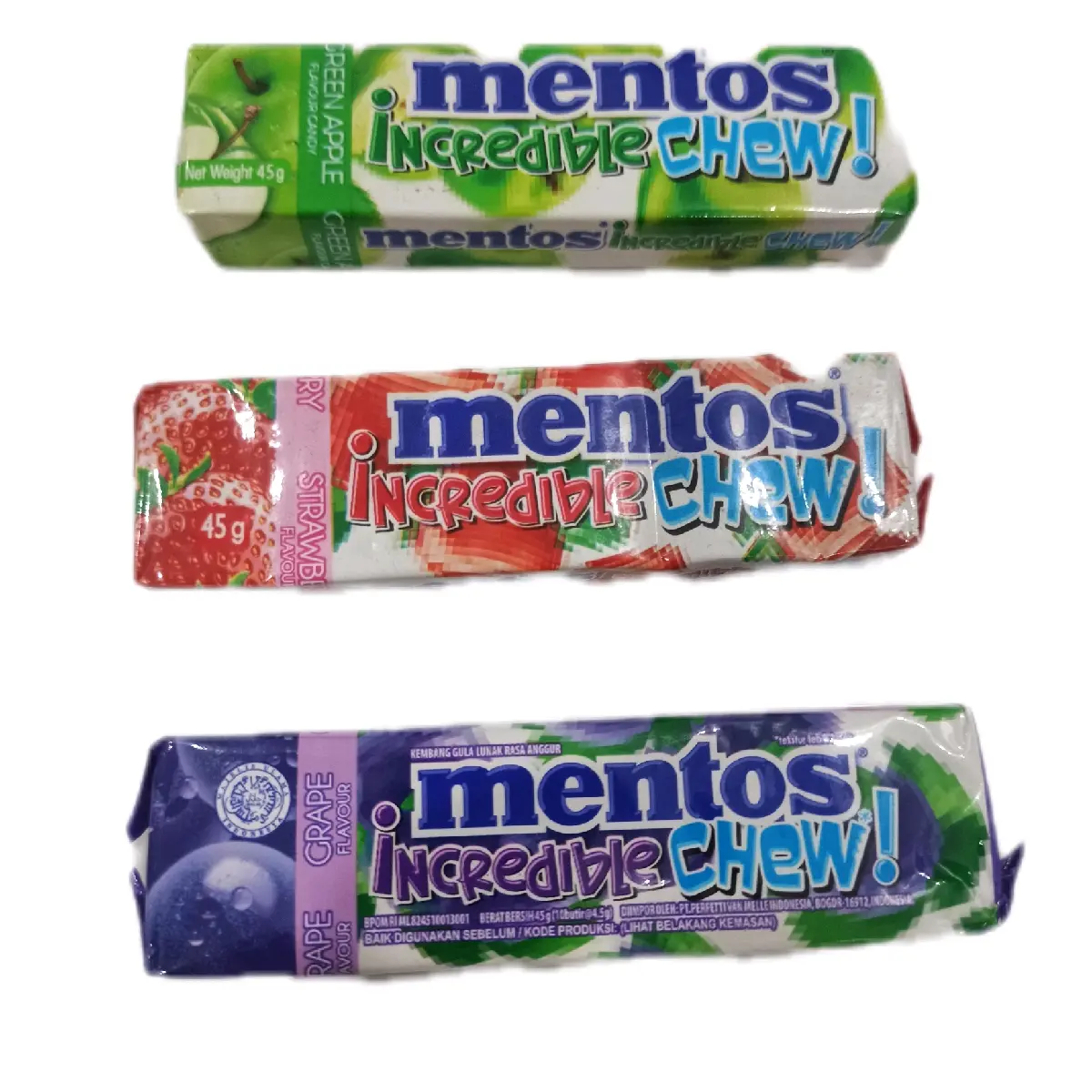 Mentos Incredible Chew Permen Lunak Rasa Buah 45g