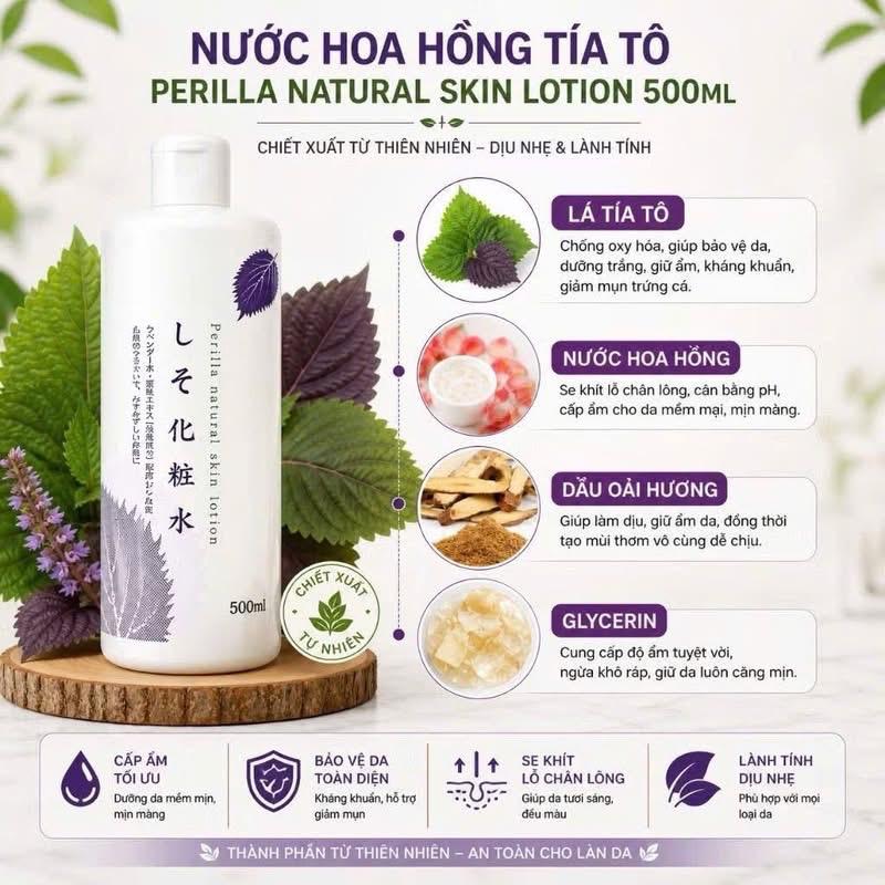 NƯỚC HOA HỒNG TÍA TÔ NHẬT BẢN- cân bằng độ ẩm trên da, làm trắng,làm dịu da