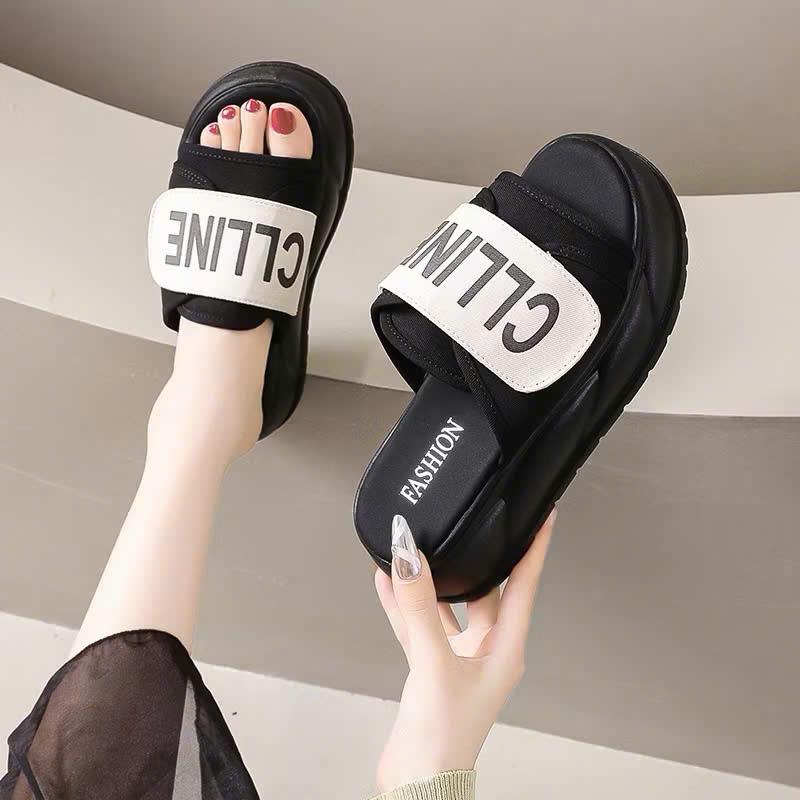 [ DEAL MỞ BÁN ] dép nữ đế bánh mỳ đế cap 4cm quai dán 1 bản CLINE thời trang