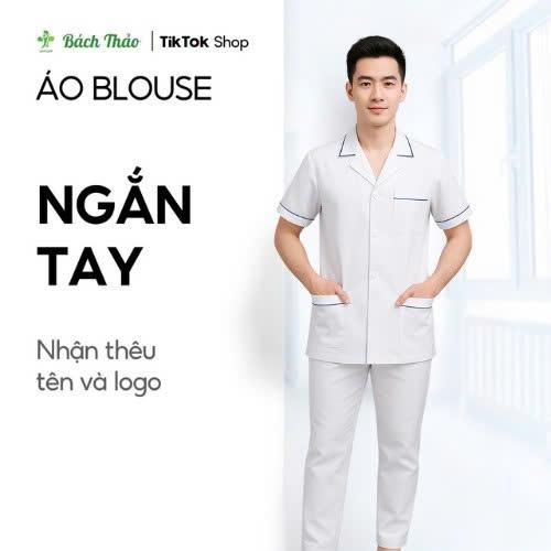 [THÊU THEO YÊU CẦU] Áo Blouse Trắng ĐIỀU DƯỠNG Bách Thảo Cho Nam Bác Sĩ Dược Sĩ Chất Cotton Hàn Cao Cấp - Đồng Phục Bách Thảo