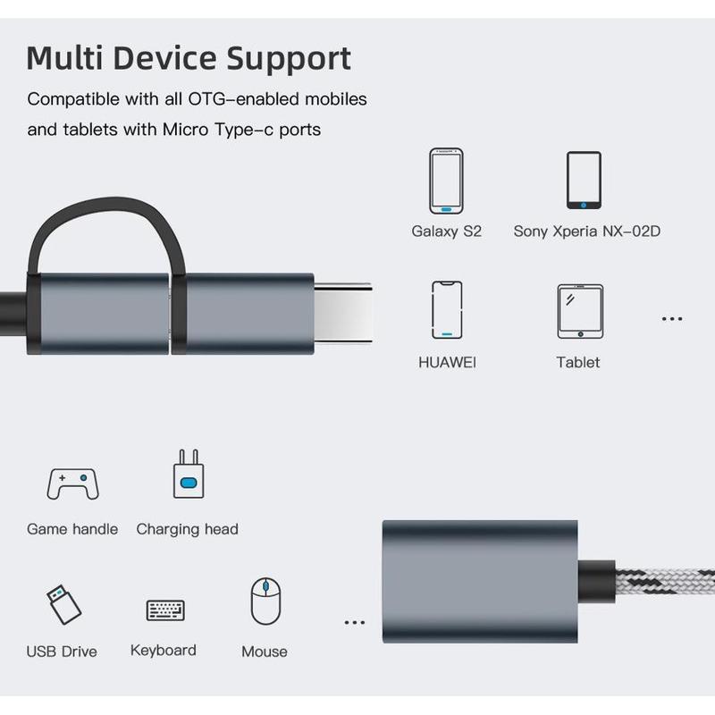 Product Introduction of Cáp Bộ Chuyển Đổi USB OTG, Thiết Kế 2 Trong 1, Bộ Chuyển Đổi Dễ Phối Đồ Cho Nhiều Thiết Bị, Bền Và Linh Hoạt, Thích Hợp Đi Du Lịch Và Sử Dụng, Thiết Kế Tiện Lợi 16