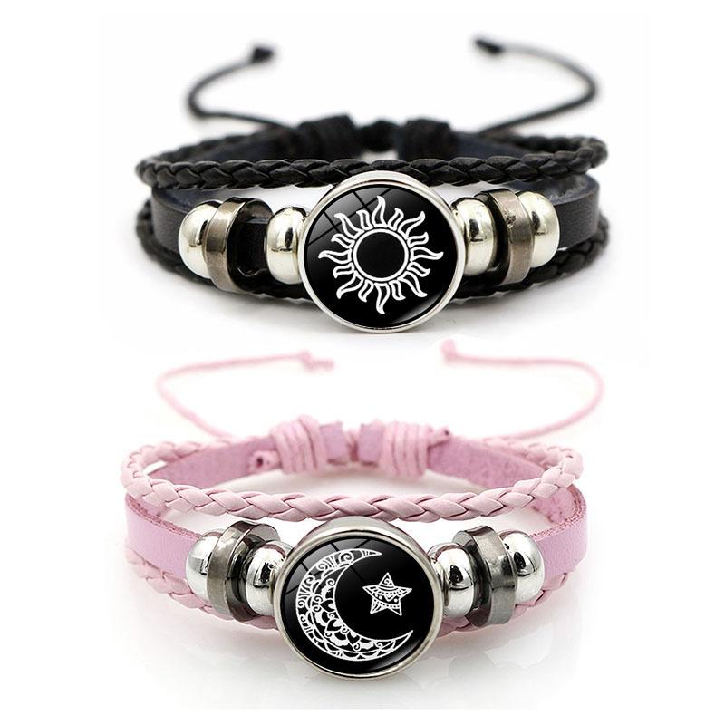 Best Friend Bracelet 2 Magnet Couple LDR Vibrating Sun Moon Glow Jewelry  for Women Men Pink Black Matching Bracelet - TikTok Shop Malaysia