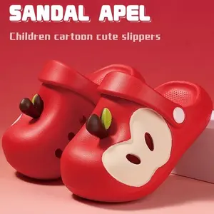 LEMOMO Sandal Wanita dan Anak Perempuan Anti Selip Tahan Air Apel Sandal Anak dan Dewasa Unisex 24-41 Karet Sandal Baim Wanita Lucu /Sangat Lembut / Anti-slip / Slip on / Outdoor / Anak laki laki / Eva /sepatu sandal/Apel /Apple/slippers