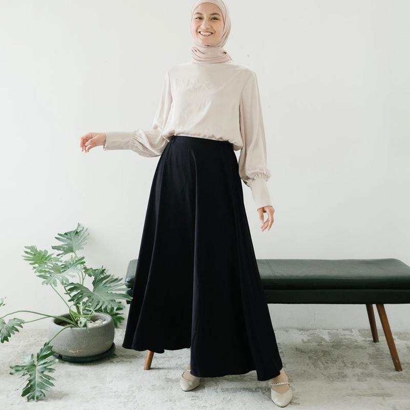 Rok Polos Panjang Wanita Dewasa  Maxi Hitam -, Casual, , Cewek 1