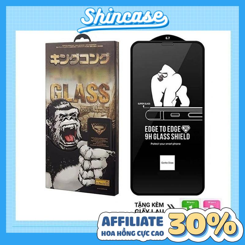  Kính Cường Lực iPhone king kong full màn 3D Cao Cấp - iP 6 6s 7 8 Plus X XS XR 11 12 13 14 15 16 17 Pro Max Mini 