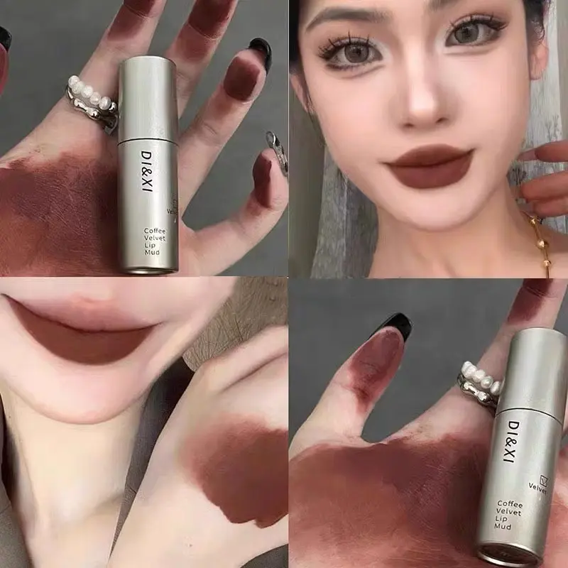 DIXI tabung perak kecil glasir bibir beludru matte putih lipgloss gadis lumpur alami serbaguna siaran langsung riasan baru grosir lip cream lipstik tahan lama dan anti air