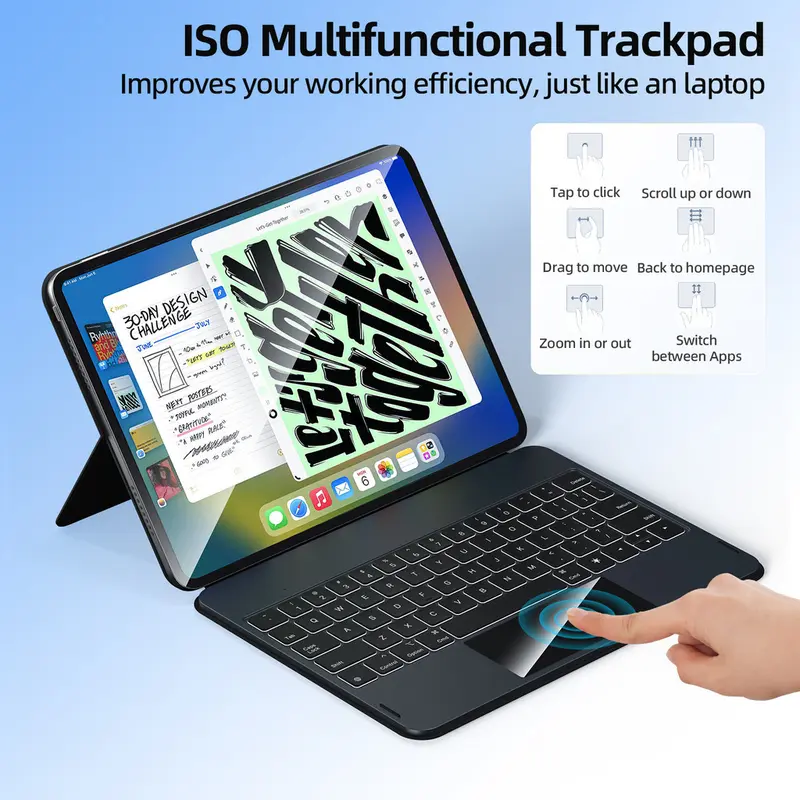 GOOJODOQ Protective Case and Keyboard Adjustable Angle Multifunctional Backlit Keyboard Waterproof and Stain Proof 3
