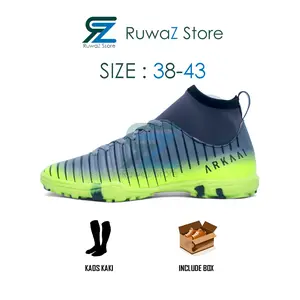 COD SEPATU FUTSAL MINI SOCCER BOOTS ARKAAI ABU ABU HIJAU SOL GERIGI KARET MENTAH ANTI SELIP SEPATU OLAHRAGA TERBARU bola