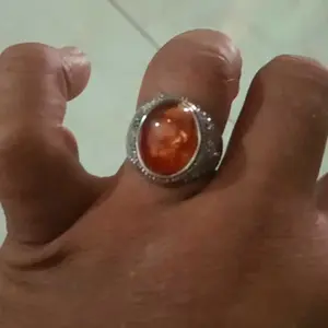 Cincin Batu Amber Oranye Oranye Faux Vintage Pria yang Dipersonalisasi Desain Pola Tali Cincin Punk Perak Hitam Punk Pria Faux Topaz Aksesori Busana Pesta Pernikahan Original Ring