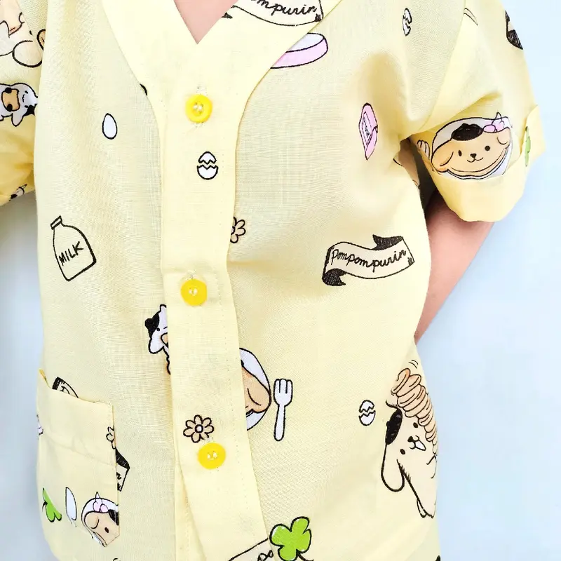 Aghni Boutique Baju Tidur Unisex Variasi tanpa kerah Bahan Katun Adem Fashion Anak Piyama baju  tidur 1
