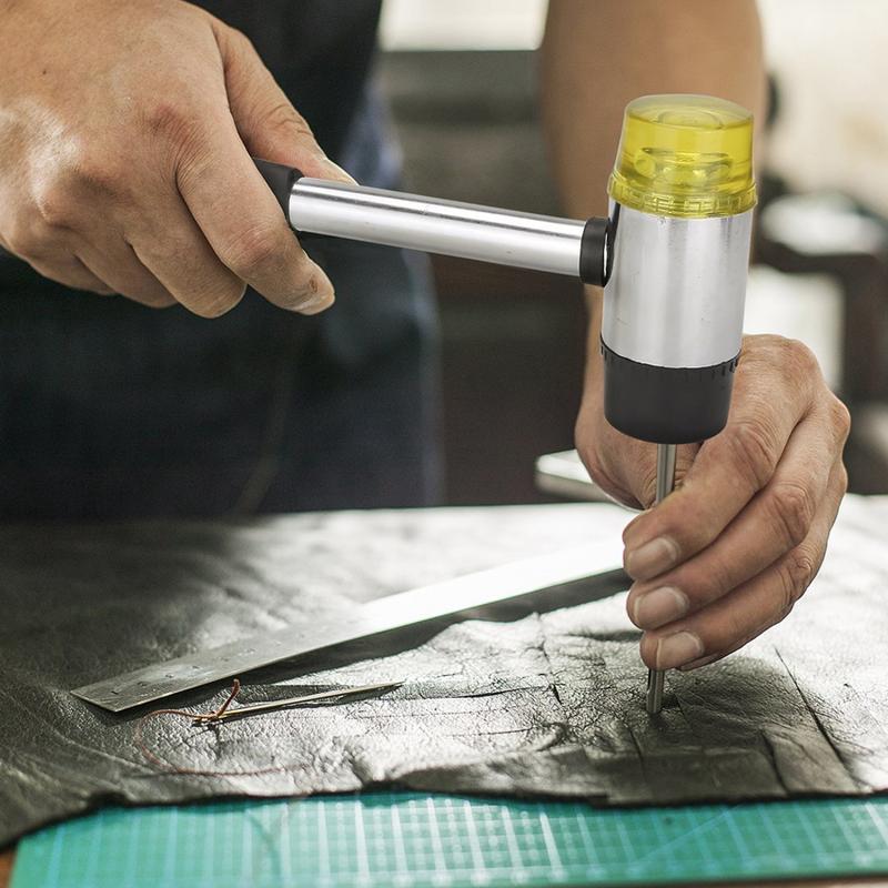 Product Introduction of 25/30mm Leather DIY Tool Double Face Soft Touch Hammer Black Plastic Coated Grip Double Head Rubber Hammer Handheld Tool 46