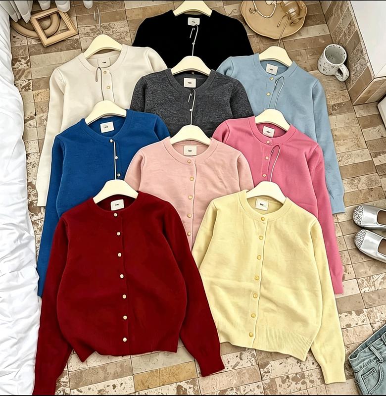 [MÀU MỚI 2026Áo Khoác Len Cardigan EGG Dài Tay Cúc Đổng
