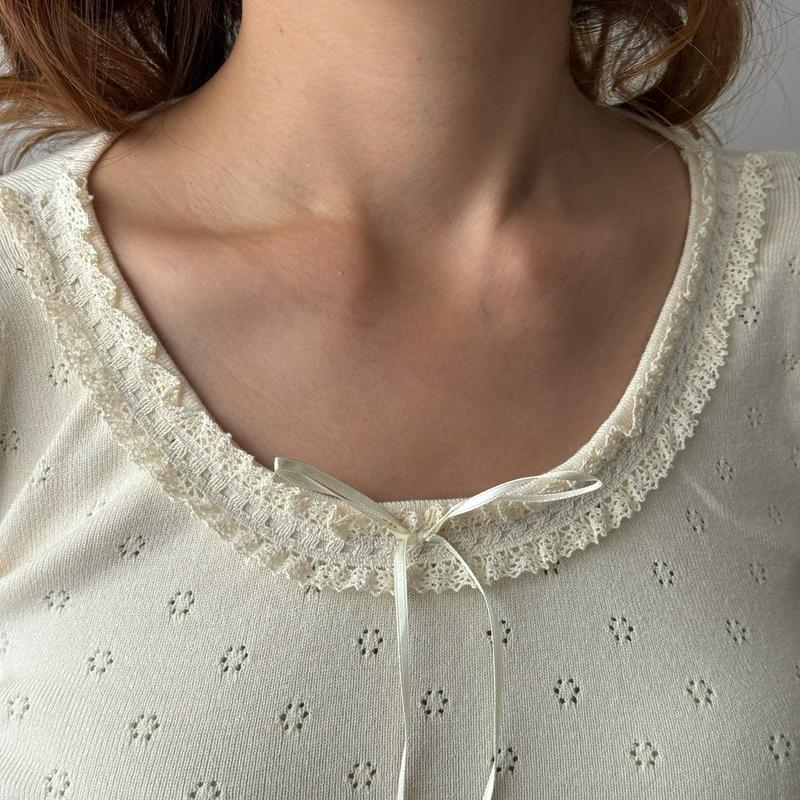 Libene Lili Top Leher Renda Dengan Lengan Puff Baju 2