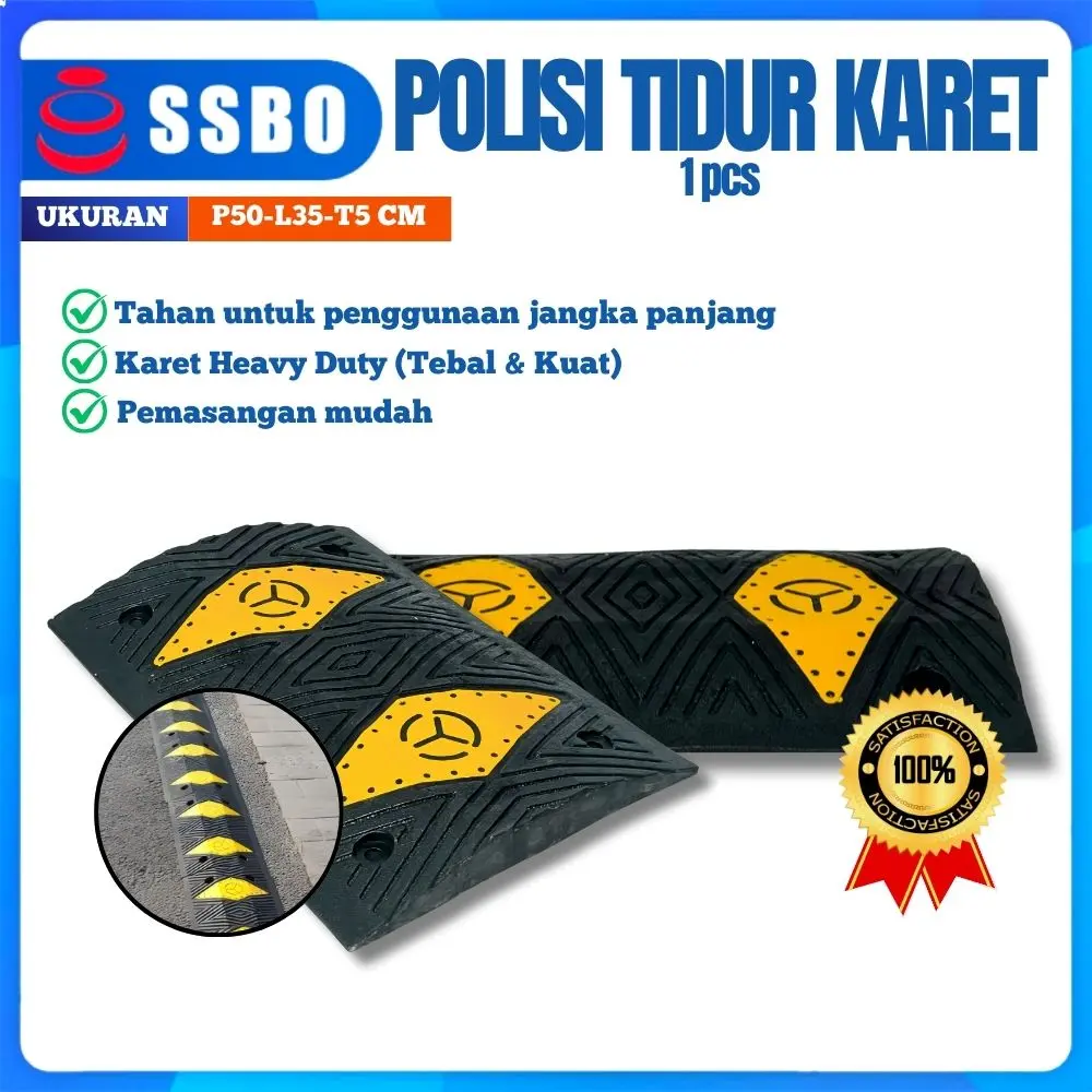 POLISI TIDUR KARET 50 CM - pemutus kecepatan karet kuning hitam_ Road Speed Bump/Hump portabel untuk keamanan Lalu Lintas