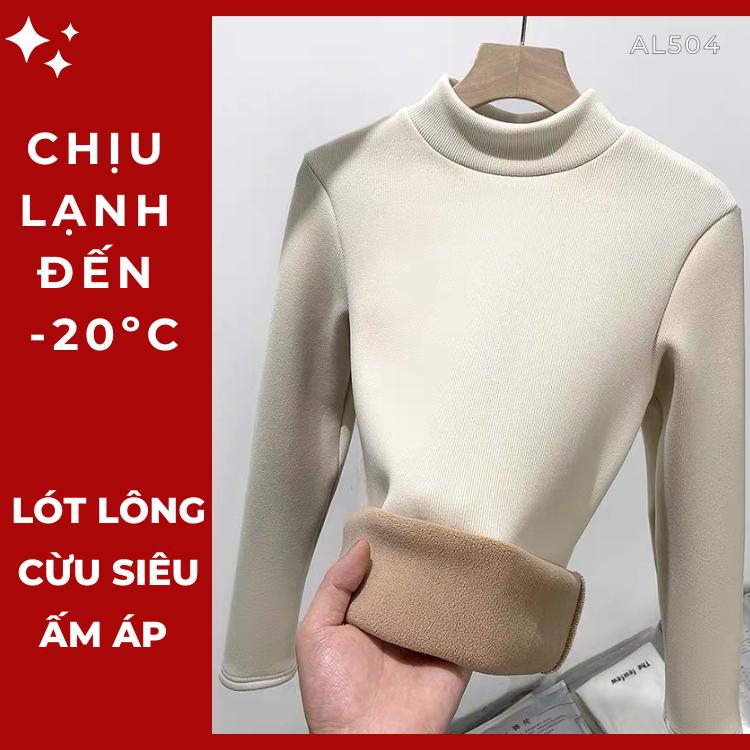 {SIÊU DÀY SẴN}AL504 Áo Thun Giữ Nhiệt Lót Lông, Áo len giữ nhiệt nữ lót lông siêu ấm cổ cao, áo giữ nhiệt nữ lót lông cao cấp, áo giữ nhiệt nữ dày dặn dành cho đại hàn HẠNH HOÀNG DESIGN