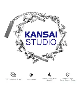 KANSAI-Desain sambungan berbentuk Z, gelang titanium pria, gaya hip-hop, bahan tahan air dan antikarat