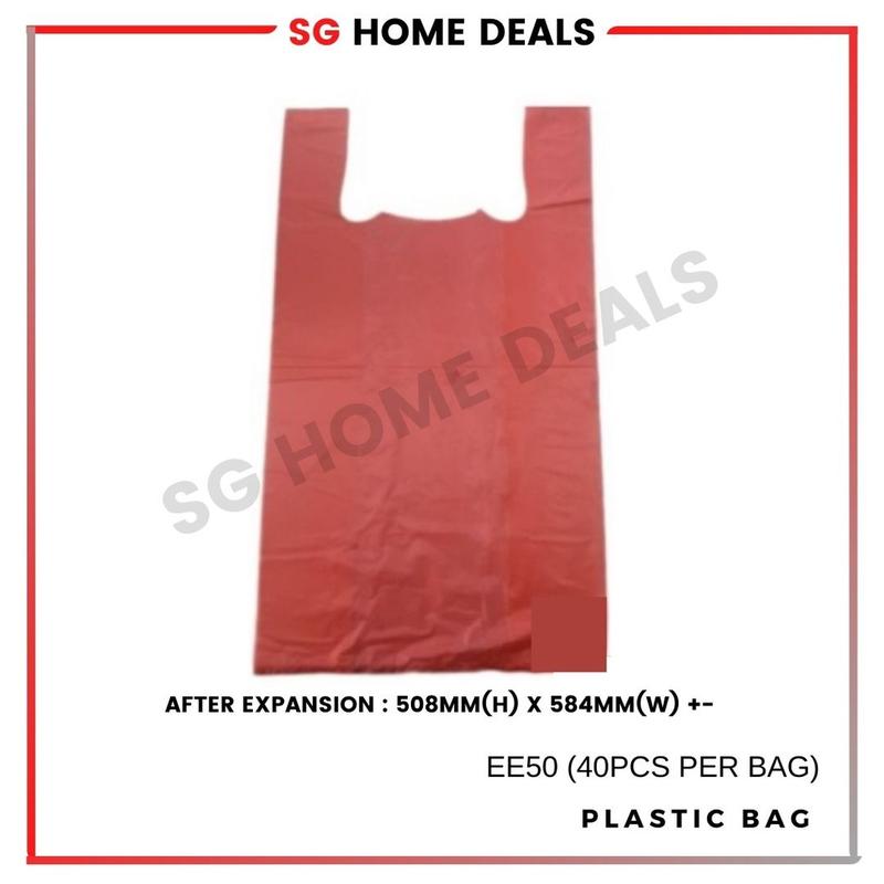 (SG STOCK) Plastic Shopping Bag with Handle 80PCS/60PCS Carrier Bag, Plastic Bag, Singlet Bag Multiple sizes Thick Bag 3
