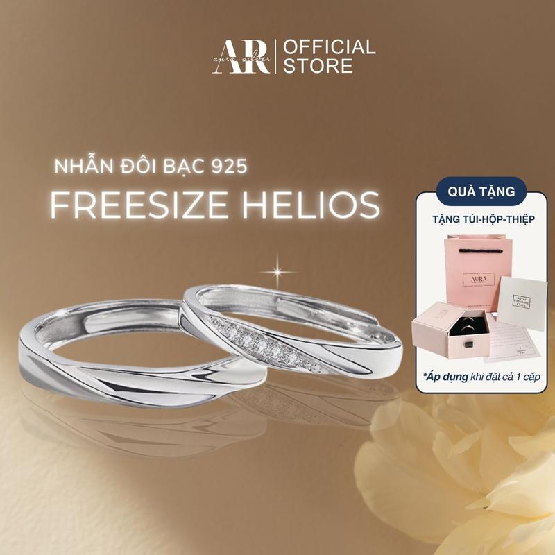 Nhẫn cặp nam nữ freesize nhẫn đôi Helios-Aura Silver-ND10