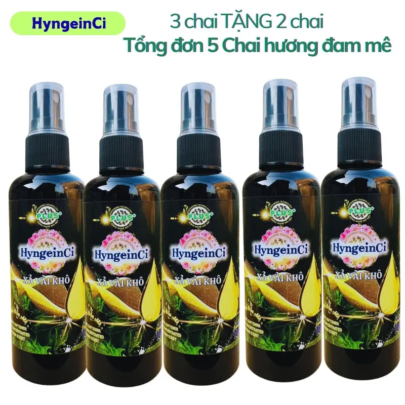 [Combo mới 3 TẶNG 2] Xịt thơm quần áo HyngeinCi Có 3 mùi hương - Xả vải khô hương thơm bền lâu, quần áo thơm dai - Chai 100ml nước Xịt thơm quần áo 3