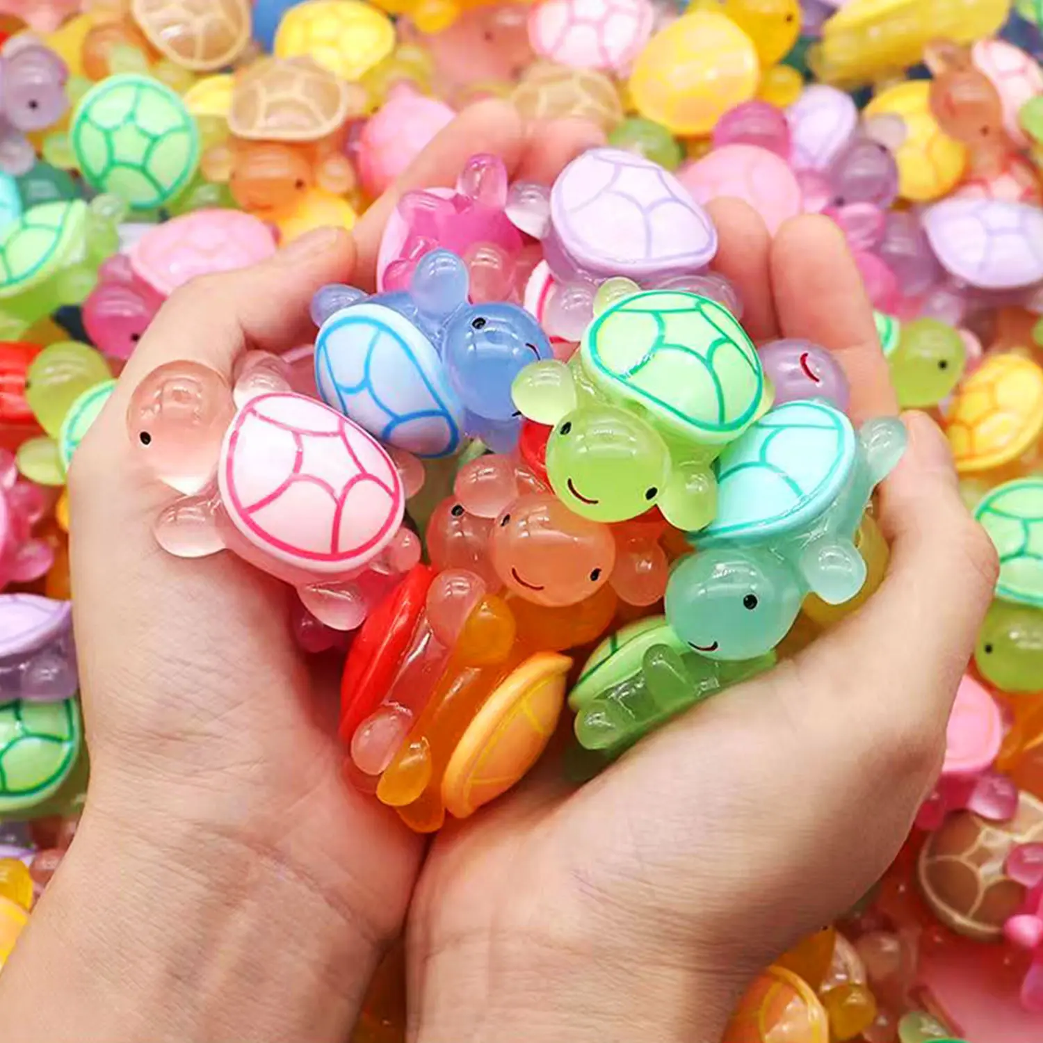 Mainan Bayi, Comel, Penyu Kartun, Bercahaya-dalam-Gelap, Hiasan DIY, Bahan Resin, Hiasan Kecil, Sesuai untuk Kanak-kanak, Hadiah Kartun Kreatif