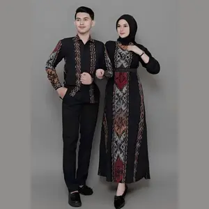 Gamis Couple Tenun Setelan Kemaja Pria Dress Wanita Renia Mix Acara Kondangan Terbaru Sarimbit Pasangan Keluarga Baju Pesta Muslim Panjang one set kondangan couple