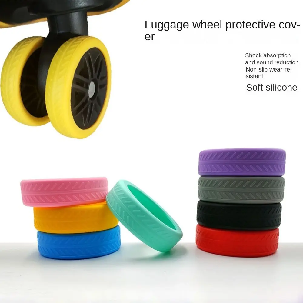 4/8Pcs Universal Silicone Luggage Wheels Protector Suitcase Parts Axles Noise Wheels Guard Cover Suitcase Wheels Protection Cover with Silent Sound Reduce Wheel Wear Travel Luggage Caster Shoes Luggage Accessories