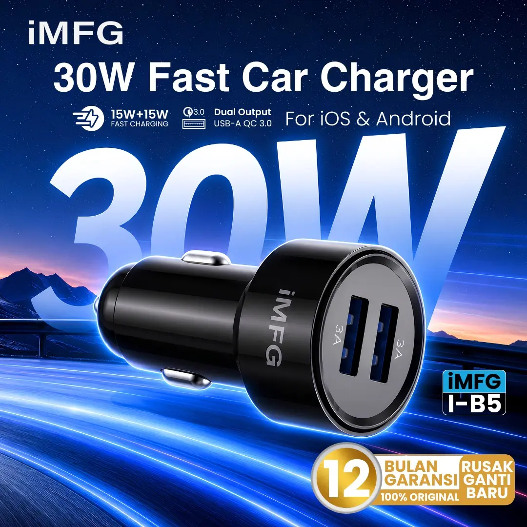 iMFG i-B5 Car Charger  2Port Usb Adaptor Charger Mobil  15watt