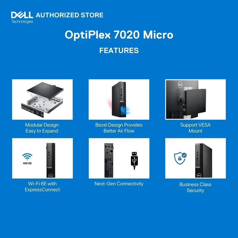 Desktop Dell OptiPlex 7020 Micro [Ci5-14500T vPro-8GB-512GB-UMA-W11P-E1920H-3YR] DELL OFFICIAL 5