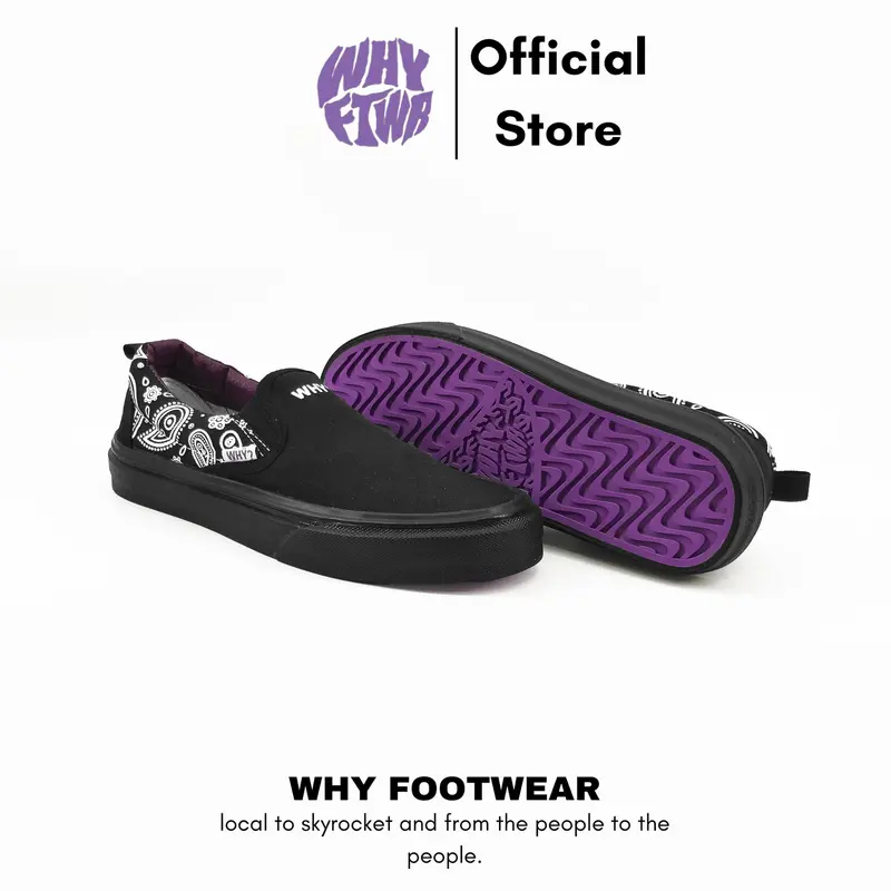 Sepatu Sneakers Casual Pria Wanita Why Footwear Slip On Batik Full Black 36-45 0