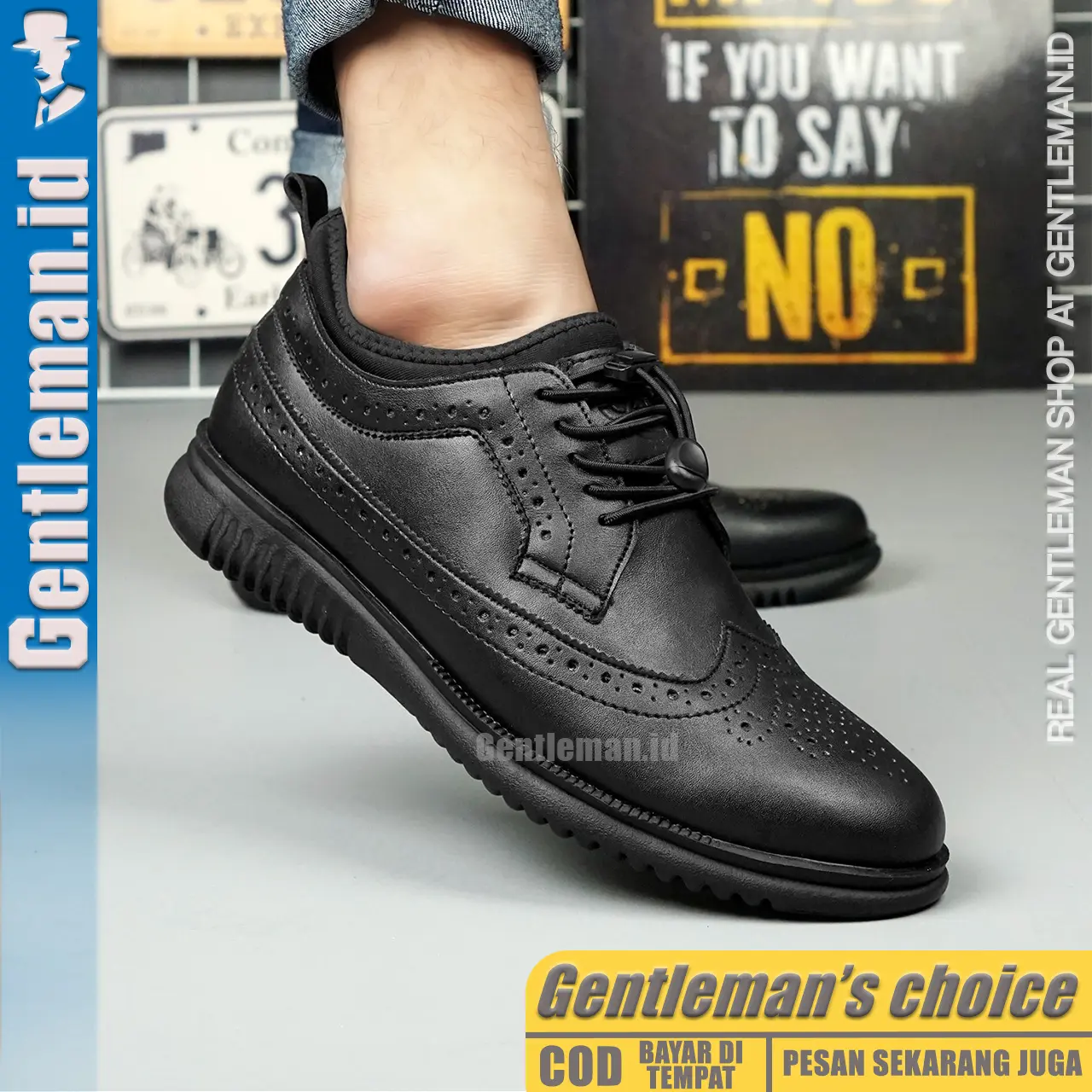 Sepatu Kerja Pantofel Pria GENTLEMAN Louis Hitam - Shoes, Fantofel