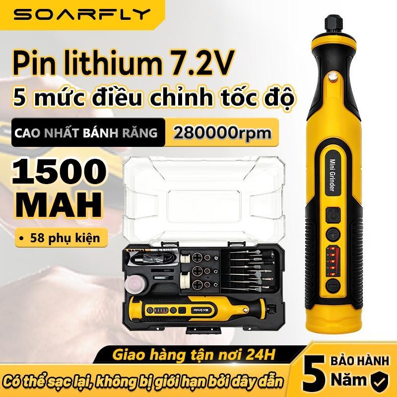 SOARFLY 7.2V Máy mini mài cầm tay, mài đánh bóng mini, Máy mài khắc đa năng 3 tốc độ quay, Máy khoan điện mini cầm tay cắt sạc pin Cắt, khắc, phay, mài, vẽ, cắt tỉa, đánh bóng