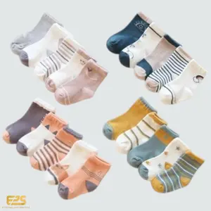 Paket 4 Pasang Kaos Kaki Bayi Laki - laki Perempuan Motif Karakter Lucu