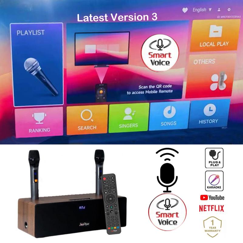 JazzPiper PLUS V3 Family Karaoke Sound Bar with 2 Wireless Mics and Remote Control Audio Speakers 1