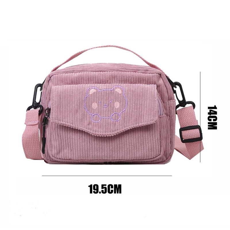 Túi Messenger In Hình Gấu Hoạt Hình, Túi Xách Thời Trang, Thích Hợp Cho Học Sinh, Túi Đeo Vai, Túi Xách 2