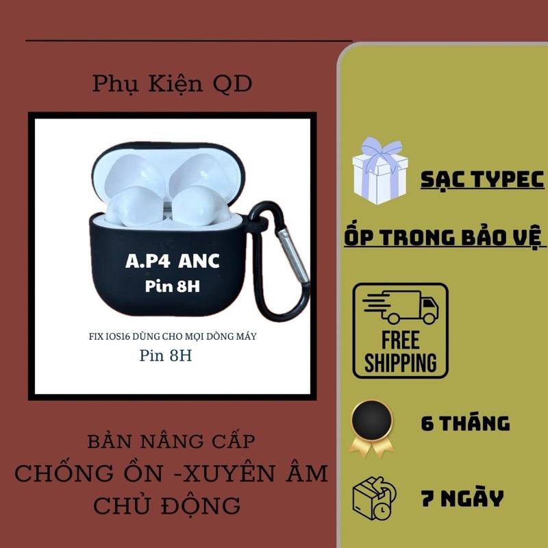  Tai Nghe Bluetooth A.P4 ANC  Bản Nâng Cấp  Chống Ồn 40db - Xuyên Âm Chủ Động| Pin 8H Kèm Ốp Bảo Vệ+ Cap Usb. Bảo Hành 6 Tháng Lỗi Đổi Mới Nhét Tai Nghe Nhạc Earphone Micro Tích Hợp Sẵn Nghe Nhạc Bluetooth 