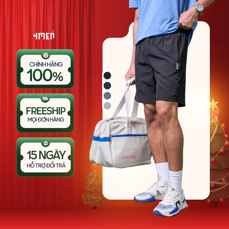 Quần Short Thể Thao Nam In Chữ 4MEN ở Túi Form Relax Sport 4MEN QS077 thấm hút mồ hôi. thoáng mát