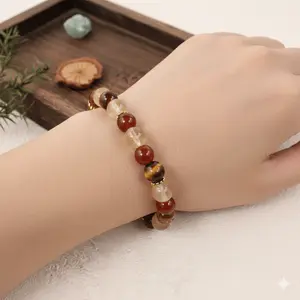Gelang Batu Alam Kombinasi Elegan Tiger Eye Citrine & Carnelian Aksesoris Stylish Natural GT-1103