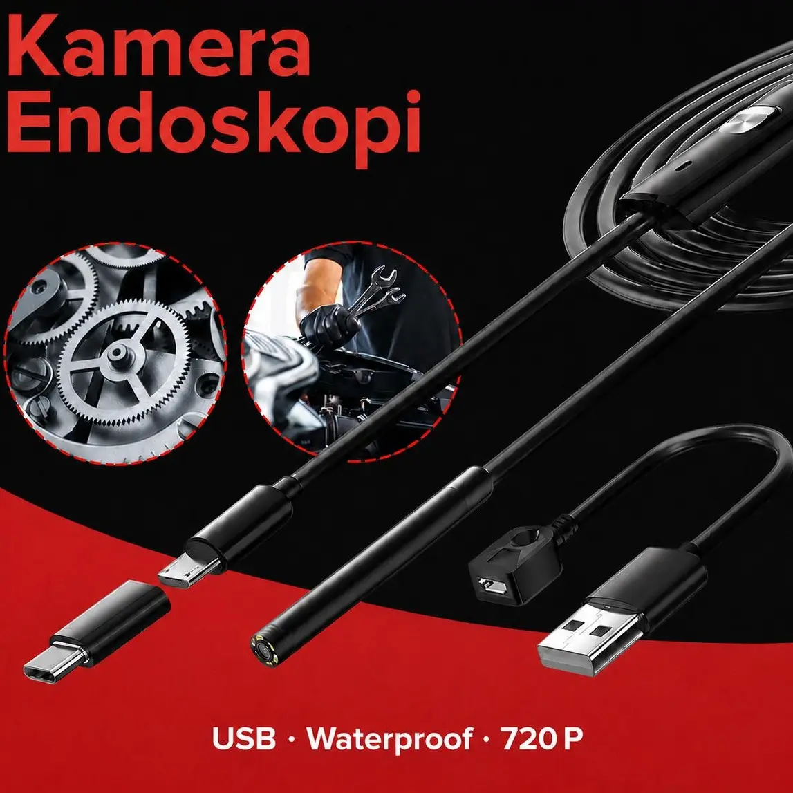 Kamera Endoskopi Endoscope USB OTG IP67 Borescope LED