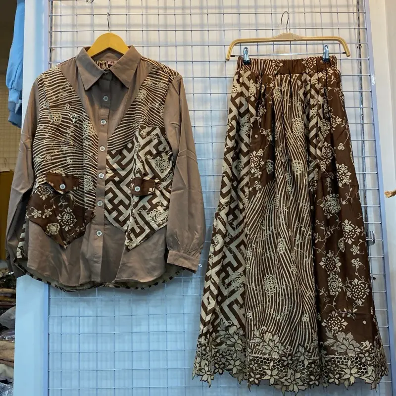Setelan Rok Wanita Premium BKK Katun Bordir Renda Cantik Mewah Elegan - LD 90-112cm - Atasan, rok, Baju, Panjang nyaman halus 5